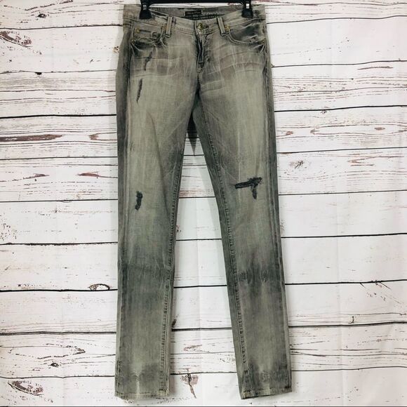 Fidelity Denim Grey Distressed Vintage Grey Skinny Jeans Scoop 26 - Picture 1 of 11